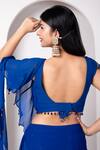 house of mithi kalra_Blue Georgette Embellished Crystals Plunge Pre-draped Saree Set _at_Aza_Fashions