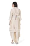 Komal Shah_Beige Kurta And Pant Chanderi Quilted Collared Layered With Asymmetric Set _Online_at_Aza_Fashions