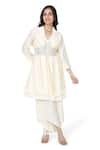 Buy_Komal Shah_Off White Kurta And Pant Chanderi Quilted Solid Layered With Asymmetric Set _at_Aza_Fashions