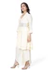 Shop_Komal Shah_Off White Kurta And Pant Chanderi Quilted Solid Layered With Asymmetric Set _at_Aza_Fashions