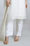 Komal Shah_White Cape Tissue Stripe Round Pattern Asymmetric With Pant _Online_at_Aza_Fashions