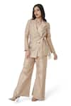 Buy_Komal Shah_Gold Crushed Tissue Notched Lapel Collar Jacket With Pant _at_Aza_Fashions