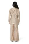 Komal Shah_Gold Crushed Tissue Notched Lapel Collar Jacket With Pant _Online_at_Aza_Fashions