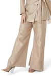 Buy_Komal Shah_Gold Crushed Tissue Notched Lapel Collar Jacket With Pant _Online_at_Aza_Fashions