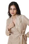 Shop_Komal Shah_Gold Crushed Tissue Notched Lapel Collar Jacket With Pant _at_Aza_Fashions