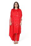 Buy Komal Shah Red Plain Sc Embroidered Thread Round Hand Pita Cape And Pant Set at Aza Fashions Buy_Komal Shah_Red Plain Sc Embroidered Thread Round Hand Pita Cape And Pant Set _at_Aza_Fashions