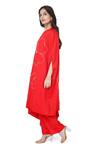 Shop Komal Shah Red Plain Sc Embroidered Thread Round Hand Pita Cape And Pant Set at Aza Fashions Shop_Komal Shah_Red Plain Sc Embroidered Thread Round Hand Pita Cape And Pant Set _at_Aza_Fashions