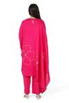 Komal Shah_Pink Plain Sc Embroidered Thread Round Pita Cape And Pant Set _Online_at_Aza_Fashions