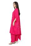 Shop_Komal Shah_Pink Plain Sc Embroidered Thread Round Pita Cape And Pant Set _at_Aza_Fashions