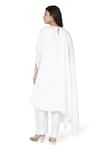 Komal Shah_White Plain Sc Embroidered Thread Round Cape And Pant Set _Online_at_Aza_Fashions