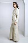 Shop_Komal Shah_White Coine Embroidered Sequin Lapel Collar Blazer And Pant Set _Online_at_Aza_Fashions