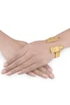 Buy_Masaba_Gold Plated Coast Pillar Carved Cuff _at_Aza_Fashions