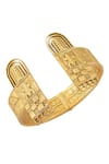 Masaba_Gold Plated Coast Pillar Carved Cuff _Online_at_Aza_Fashions