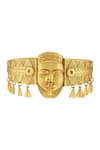 Shop_Masaba_Gold Plated Ghana Mask Carved Cuff _at_Aza_Fashions