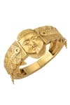 Masaba_Gold Plated Ghana Mask Carved Cuff _Online_at_Aza_Fashions