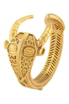 Shop_Masaba_Gold Plated Geometric Carved Cuff _at_Aza_Fashions