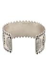 Masaba_Silver Plated Ghana Tribal Carved Cuff _Online_at_Aza_Fashions