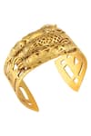 Shop_Masaba_Gold Plated Matsya Carved Cuff _at_Aza_Fashions