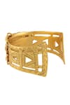 Masaba_Gold Plated Matsya Carved Cuff _Online_at_Aza_Fashions