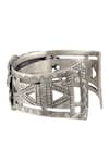 Masaba_Silver Plated Matsya Abstract Carved Cuff _Online_at_Aza_Fashions