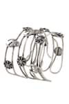 Masaba_Silver Plated Aida Warrior Carved Cutwork Cuff _Online_at_Aza_Fashions