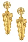 Shop_Masaba_Gold Plated Coast Charm Bucket Carved Earrings _at_Aza_Fashions