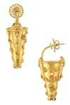 Masaba_Gold Plated Coast Charm Bucket Carved Earrings _Online_at_Aza_Fashions