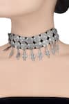 Buy_Masaba_Silver Plated Aida Textured Geometric Choker _at_Aza_Fashions