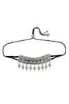 Shop_Masaba_Silver Plated Aida Textured Geometric Choker _at_Aza_Fashions