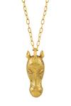 Masaba_Gold Plated Horse Mask Pendant Necklace_Online_at_Aza_Fashions