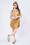 Buy_Hoity Moppet_Gold Satin Embellished Tassel Amber Lights Fringe Dress _at_Aza_Fashions