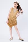 Shop_Hoity Moppet_Gold Satin Embellished Tassel Amber Lights Fringe Dress _at_Aza_Fashions