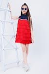 Buy_Hoity Moppet_Red Denim Embellished Tassel Cherry Darling Fringe Dress _at_Aza_Fashions