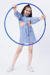 Hoity Moppet_Blue Denim Cotton Embroidery Sequin Cosmic Placement Shirt Dress _Online_at_Aza_Fashions