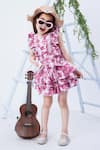 Shop_Hoity Moppet_Pink Twill Crepe Printed Jungle Girl Talk Dress _at_Aza_Fashions