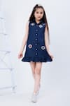 Hoity Moppet_Blue Denim Embroidery Swarovski To Shirt Dress _Online_at_Aza_Fashions