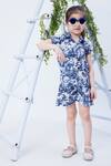 Buy_Hoity Moppet_Blue Twill Crepe Printed Jungle Moon Flower Playsuit _at_Aza_Fashions