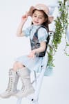 Buy_Hoity Moppet_Blue Jacquard Woven City Spot Light Shirt Dress With Waistcoat _Online_at_Aza_Fashions