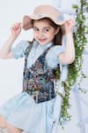 Hoity Moppet_Blue Jacquard Woven City Spot Light Shirt Dress With Waistcoat _at_Aza_Fashions