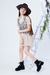 Buy_Hoity Moppet_Beige Jacquard Woven Flower Wood Winked Dress With Waistcoat _Online_at_Aza_Fashions