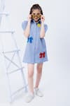 Buy_Hoity Moppet_Blue Denim Cotton Embroidery Bow Y Knot Dress _at_Aza_Fashions