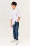 Buy_Panchhi by Kanupriya Tibrewala_White Egyptian Giza Cotton Plain Boy You Shine Shirt _at_Aza_Fashions