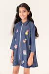 Shop_Panchhi by Kanupriya Tibrewala_Blue Soft Denim Sticker Applique Full Of Joy Dress _at_Aza_Fashions