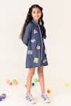 Buy_Panchhi by Kanupriya Tibrewala_Blue Soft Denim Sticker Applique Full Of Joy Dress _Online_at_Aza_Fashions