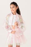 Buy_Panchhi by Kanupriya Tibrewala_Pink Holographic Organza Applique Girl You Shine Sheer Jacket With Skirt _Online_at_Aza_Fashions