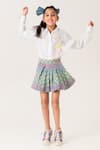 Buy_Panchhi by Kanupriya Tibrewala_White Cotton Poplin Applique Rainbows In My Pocket Shirt With Skirt _at_Aza_Fashions