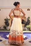 Shop_Ankur J_Cream Habutai Silk Printed Combination Lehenga Set With Embellished Blouse _at_Aza_Fashions