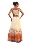 Ankur J_Cream Habutai Silk Printed Combination Lehenga Set With Embellished Blouse _at_Aza_Fashions