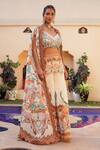 Shop_Ankur J_Cream Habutai Silk Printed Sequins Cape Open Combination Palazzo Set _Online_at_Aza_Fashions