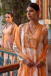 Buy_Ankur J_Ivory Habutai Silk Printed Sequins V-neck Floral Mix A-line Kurta Palazzo Set 